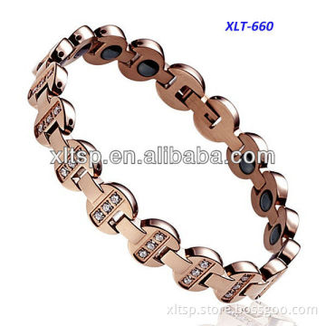 XLT-660 Rose Gold Steel Tourmaline Germanium Bracelet